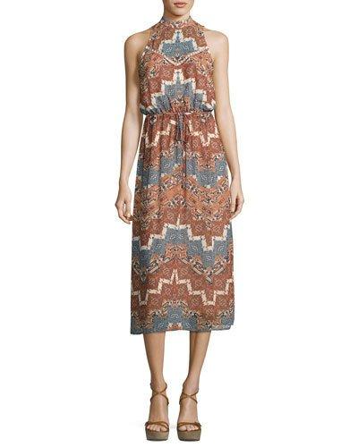 Portrait Sleeveless Maxi Dress, Rust