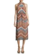 Portrait Sleeveless Maxi Dress, Rust