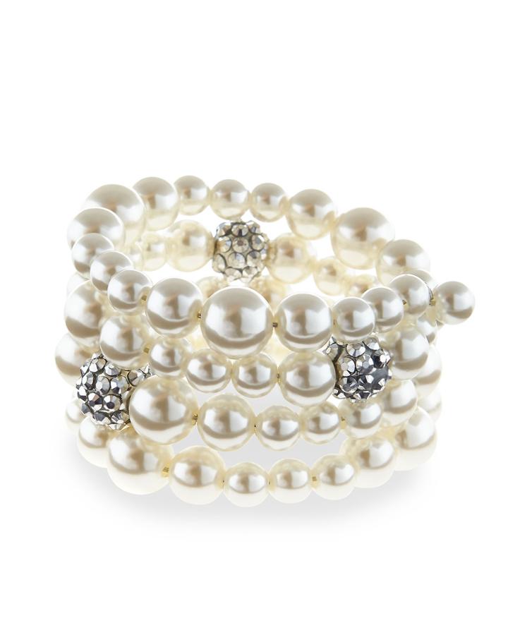 Greenbeads By Emily & Ashley Pearly Beaded Wire-wrap Bracelet, Women's, Pearl