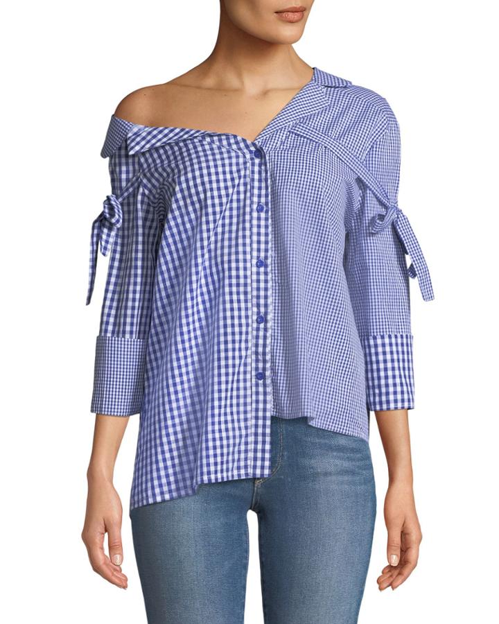 Olivia Patchwork Check Blouse