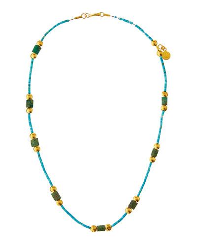 Phoenician Turquoise & Lentil Bead Necklace
