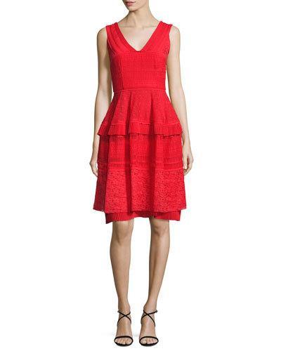 Moldova Sleeveless Lace Cocktail Dress, Cerise