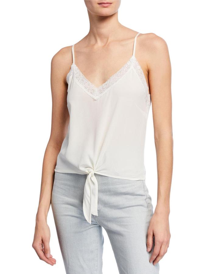 Zoe Sleeveless Tie-front Silk Top With