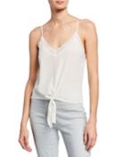 Zoe Sleeveless Tie-front Silk Top With