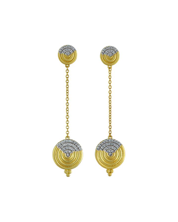 Circular Multi-ring Long Drop Earrings