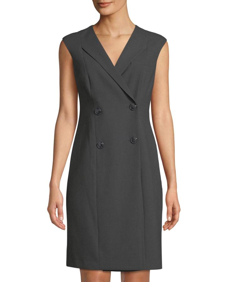 Sleeveless Double-breasted Coat Dress