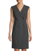 Sleeveless Double-breasted Coat Dress
