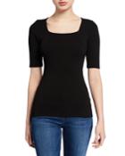 Square-neck Short-sleeve Top