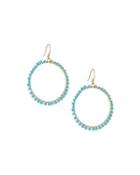 Wire-wrapped Crystal Circle Drop Earrings, Turquoise