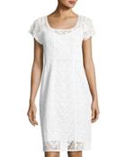 Moonstruck Lace Short-sleeve Dress, White