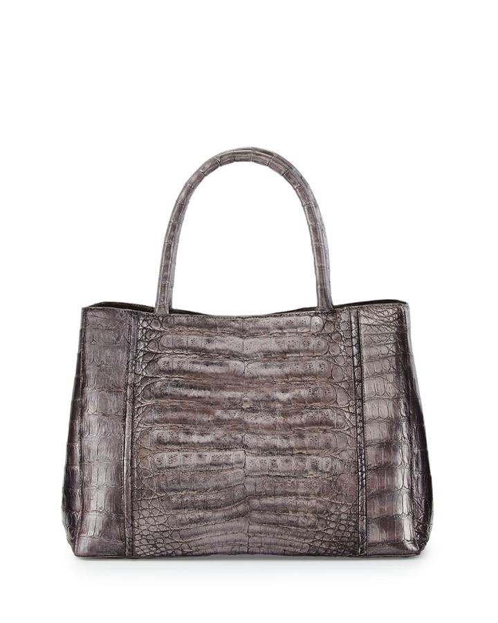 Nancy Gonzalez Small Sectional Crocodile Tote Bag, Metallic Dark Gray, Women's, Dk Gry