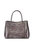 Nancy Gonzalez Small Sectional Crocodile Tote Bag, Metallic Dark Gray, Women's, Dk Gry