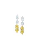Marquise Cz Drop Earrings, White/canary