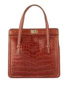Tall Alligator Tote Bag, Brown