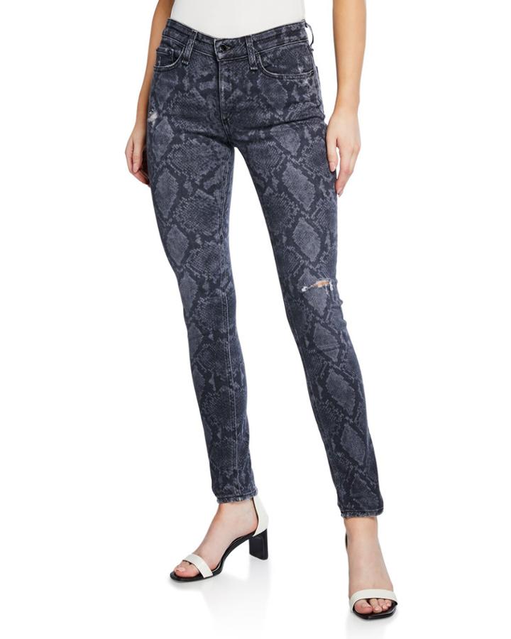 Cate Mid-rise Ankle Skinny Snake-print Jeans