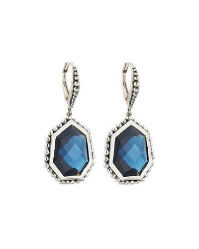 Freeform Faceted Blue Quartz Drop Earrings