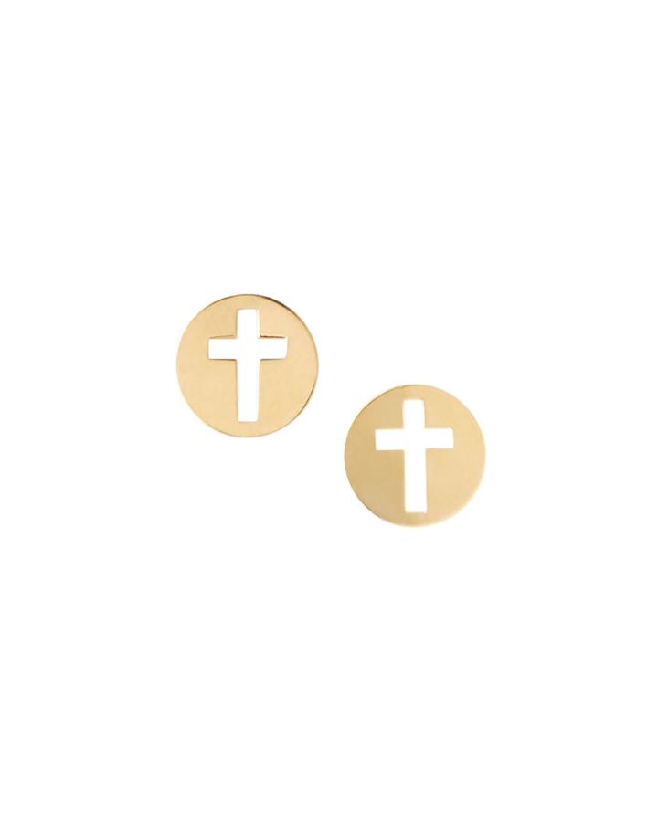 14k Gold Cross Cutout Earrings