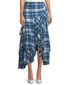 Phadra Plaid Blanket Ruffled Tier Cotton