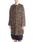 Cynthia Brushed Leopard-print Caban Coat