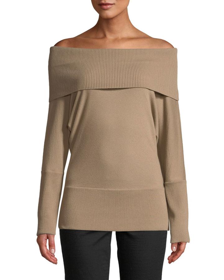 Off-the-shoulder Wool Long-sleeve Top