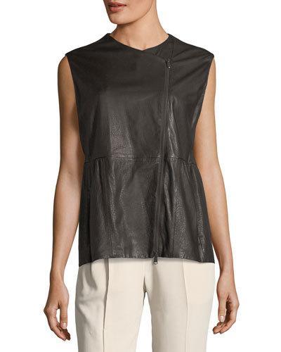 Soft Leather Asymmetrical Vest