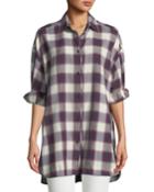 Clive Button-down Oversized Plaid Shirt W/ Back