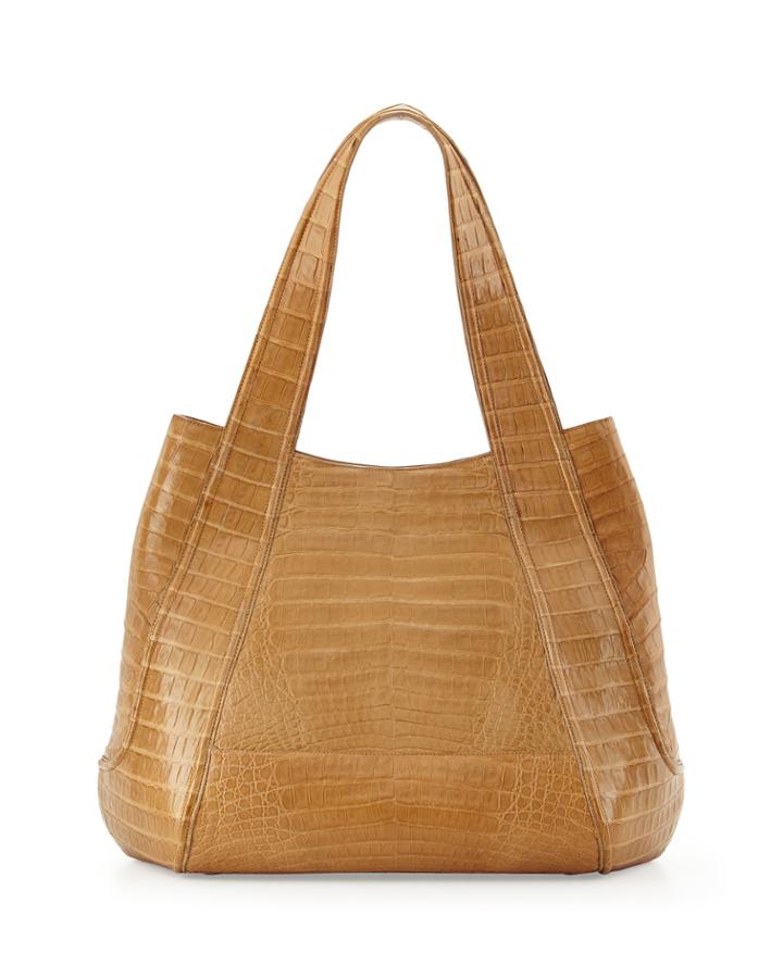 Nancy Gonzalez Rounded Crocodile Tote Bag, Camel, Women's, Camel Ay4