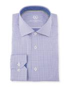 Classic Fit Cotton Micro Grid Dress Shirt, Purple Pattern