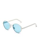 Matte Round Sunglasses, Blue/white