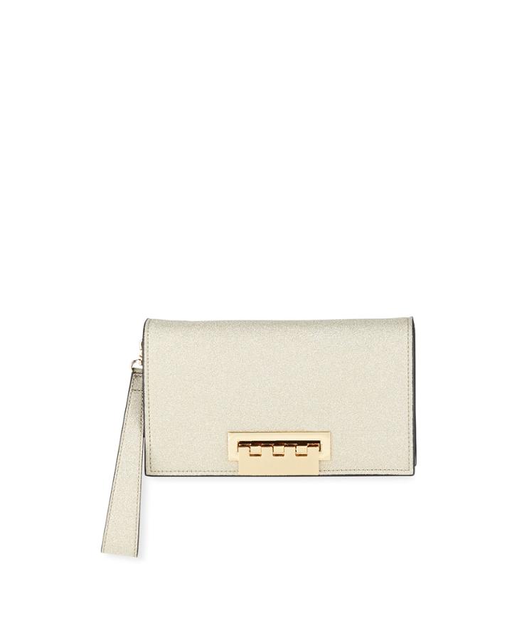 Earthette Glitter Leather Clutch Bag, Gold