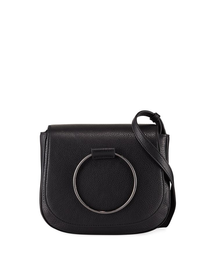 Sabine Leather Saddle Bag, Black Pattern