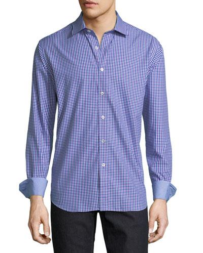 Shaped-fit Check-print Cotton