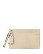 Pebbled Leather Clutch Bag, Beige