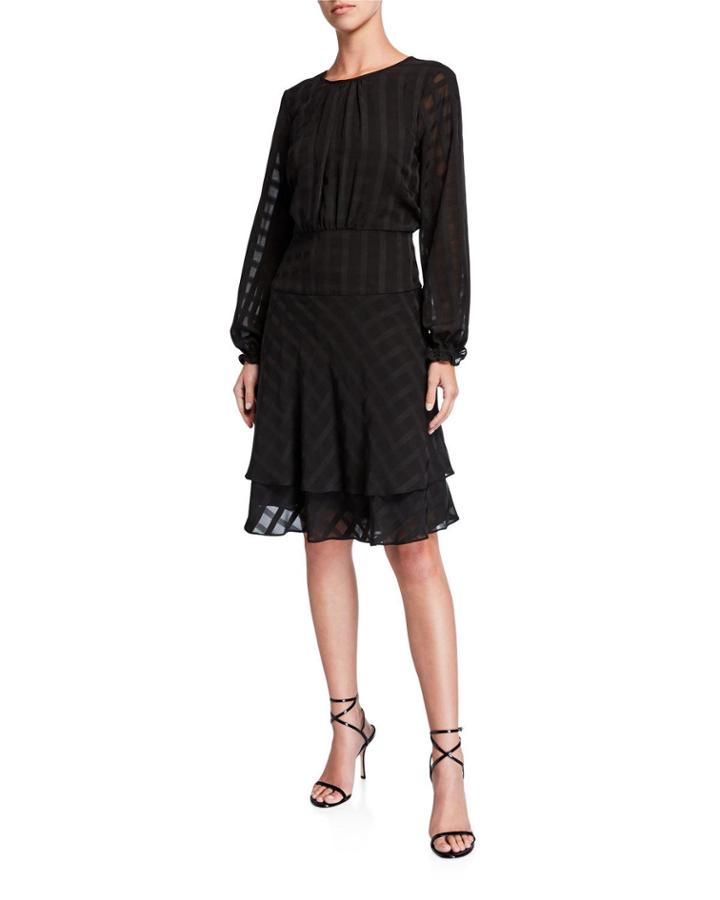 Tiered Fit-&-flare Pleated Dress