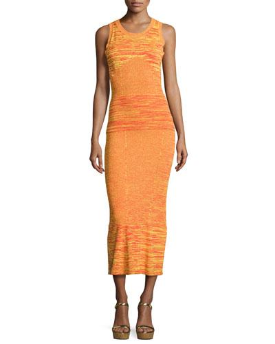 Sleeveless Space-dyed Maxi Dress, Orange