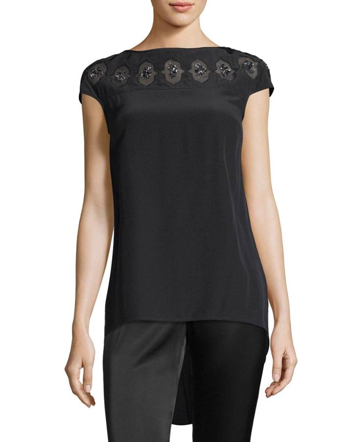 Embroidered Cutout Beaded Top
