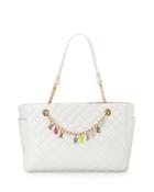 Give Me A B Quilted Satchel Bag, White