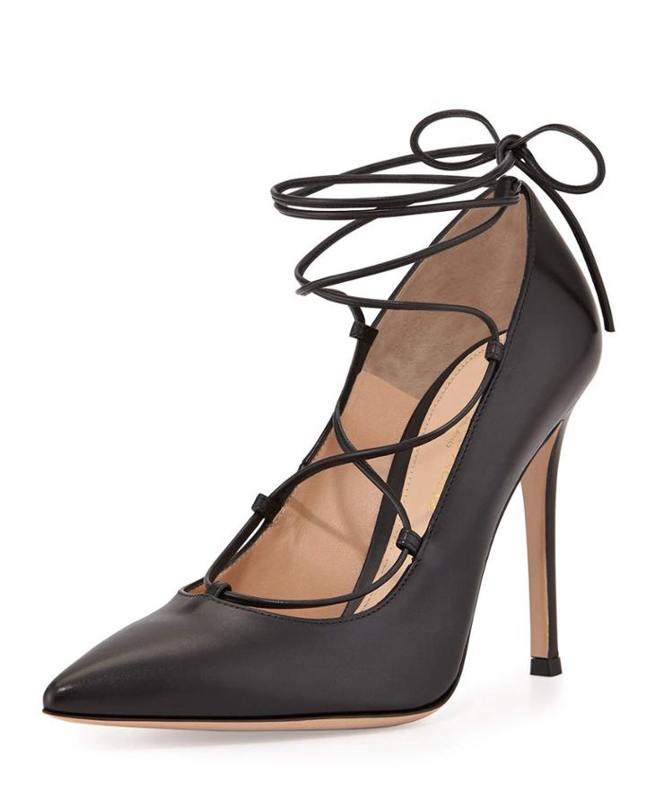Lace-up Point-toe Pump