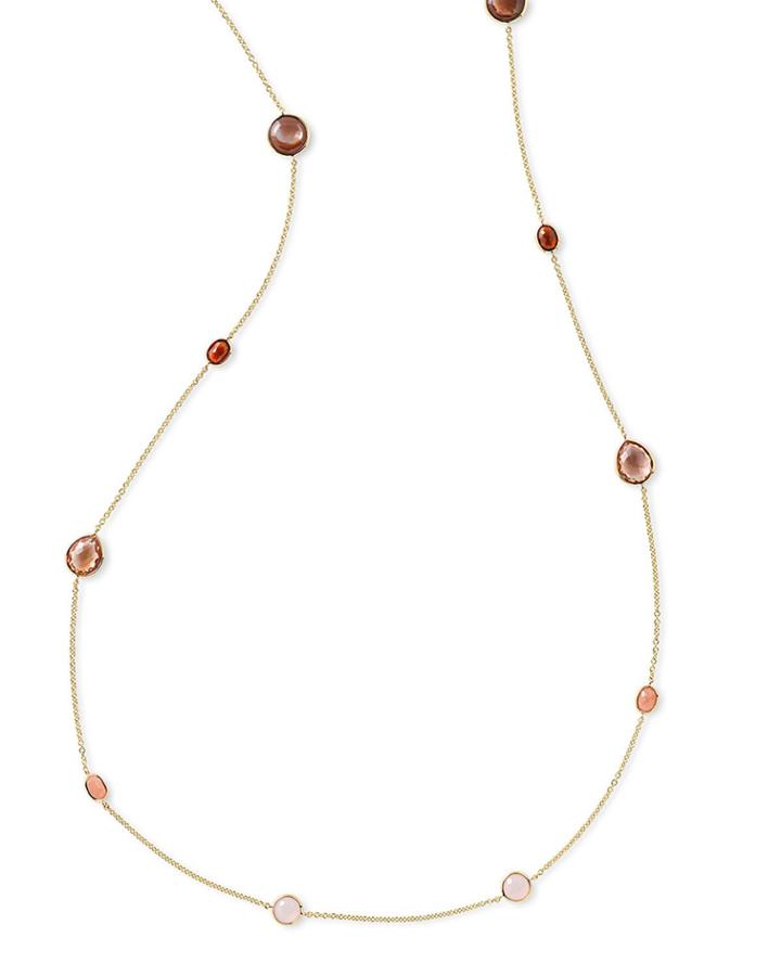 18k Gold Rock Candy Long Multi-stone Necklace In Pink