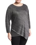 Metallic Mix-stitch Pullover Top, Black Pattern,