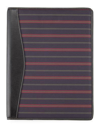 Striped Fabric Folio, Black