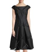 Cap-sleeve Fit-&-flare Crisscross Dress