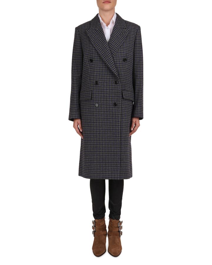Wool-blend Check Print Wool