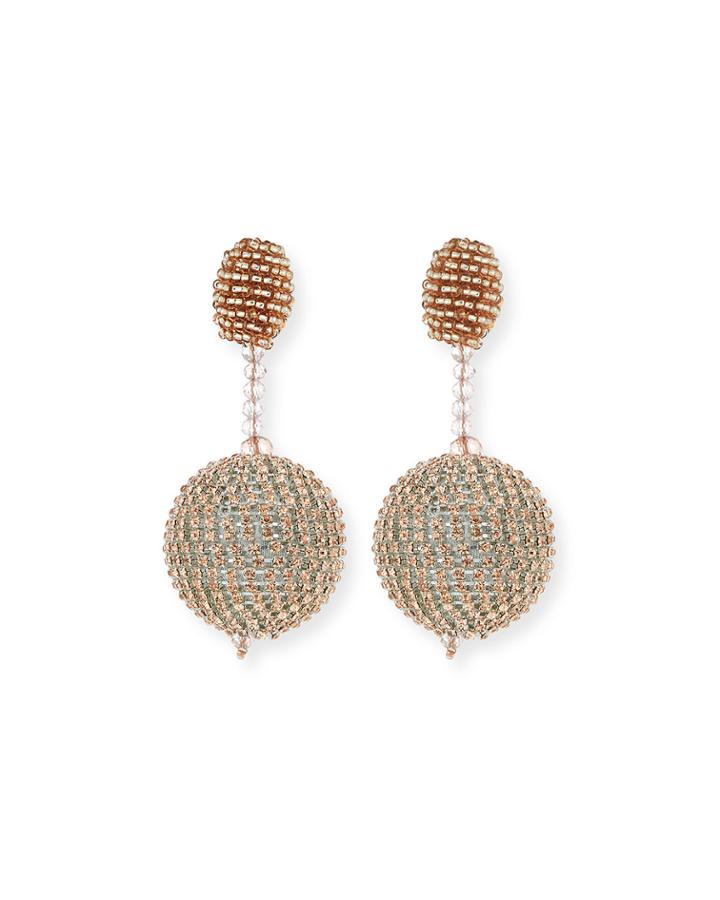 Beaded Ball Drop Clip-on Earrings
