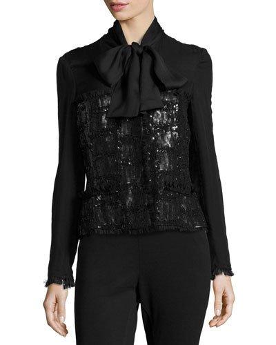 Hand-embroidered Tie-neck Jacket
