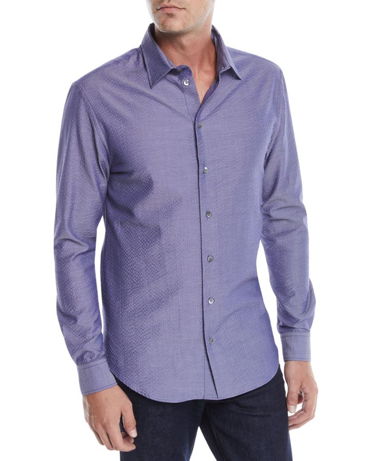 Men's Seersucker Sport Shirt, Blue/gray