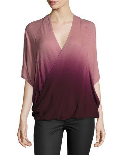 Wrap-front Ombre Top, Burgundy