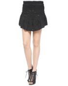 Filen Flounce-hem Lace Miniskirt, Black