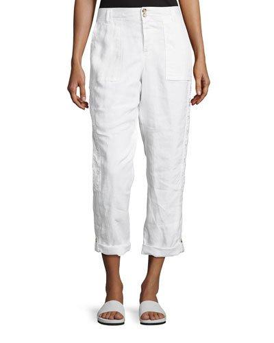 Two-button Lace-inset Linen Cargo Pants
