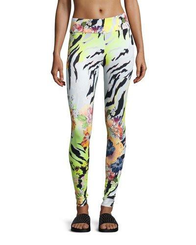 Zebra-print Performance Leggings, Yellow